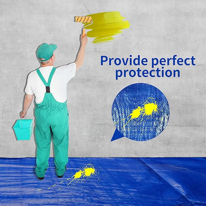 Tarp 50x50 ft 100% Waterproof Uv Resistant High Durability Multipurpose 5mil Blue Tarp for Covering Courtyards, Cars, Camping, Gardens, Pet Nests -by MVPNET