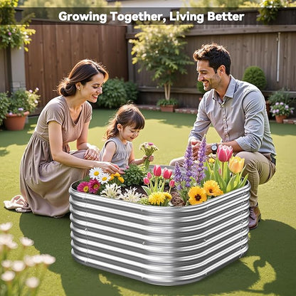 4 Pcak 2x2FT Raised Beds for Gardening, Corrugated Galvanized Steel Raised Garden Bed, Outdoor Metal Above Ground Garden Bed for Vegetables and Flowers-2x2FTx10Inch