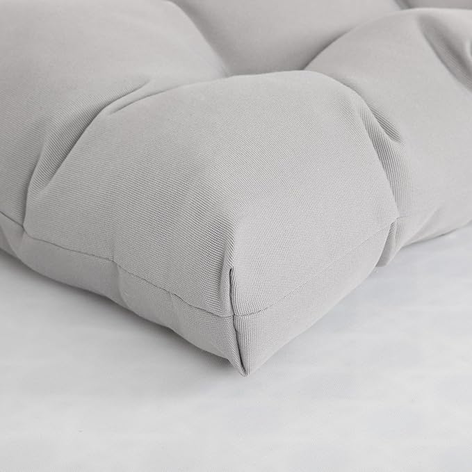 ARTPLAN Outdoor Chair Cushions,Set of 4,19"x19"x4" Patio Seat Pad Cushions with Ties,Wicker Tufed Outdoor Cushions for Patio Furniture,Grey