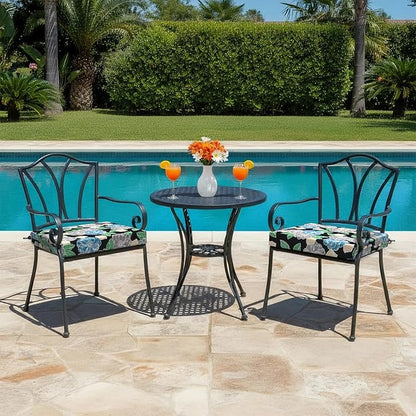 LVTXIII Outdoor Chair Cushions, Water Repellent Patio Furniture Cushions Outdoor Chair Pads with Ties for Dining Chairs and Garden Furniture, 22"x22"x3" Set of 2, Peony Garden
