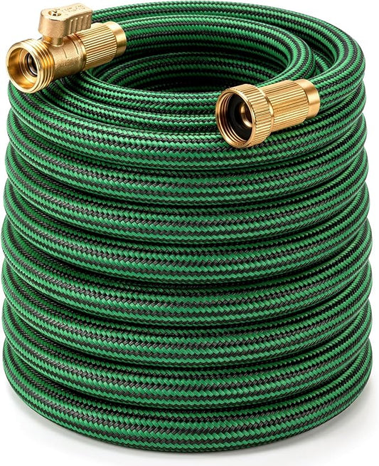 NON-EXPANDABLE Garden Hose 50 ft, Heavy Duty Flexible Water Hose, Kink Resistant Lightweight Hybrid Hose with Durable Fabric Skin, Leakproof Hose Male to Female Fittings
