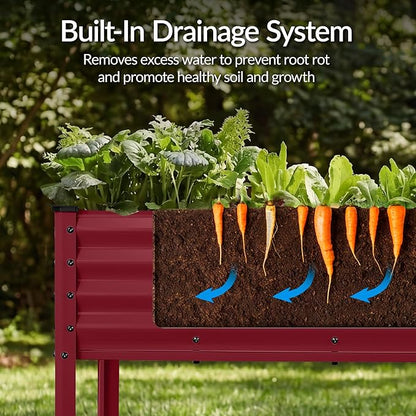 Best Choice Products 72x24x30in Non Toxic Galvanized Raised Garden Bed, Metal Elevated Planter Box, Vegetable Garden, 100% Non Toxic Materials - Royal Red
