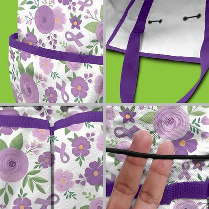 Daisy Flowers Garden Tool Bag - Waterproof Garden Tote with 8 Pockets, Large Storage Home Organizer Gardening Tool Oxford Bag for Garden Tools Kits Holder, Ideal Outdoor Gardening Gift for Women & Men