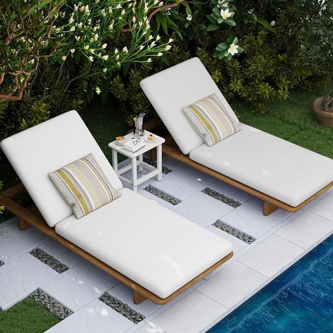 Set of 2 HDPE Outdoor Side Table, Weatherproof Small Outdoor Table for Adirondack, 16.6-Inch Patio Square End Tables for Garden, Backyard, Porch, Deck, Balcony, Poolside (White)