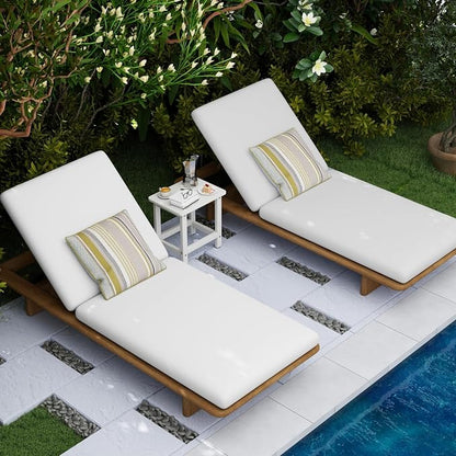 Set of 2 HDPE Outdoor Side Table, Weatherproof Small Outdoor Table for Adirondack, 16.6-Inch Patio Square End Tables for Garden, Backyard, Porch, Deck, Balcony, Poolside (White)