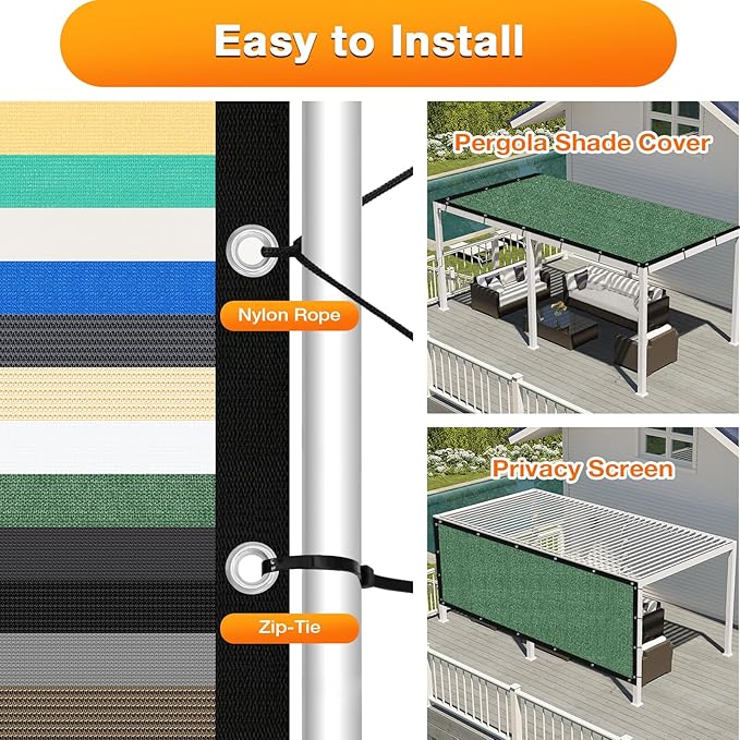 Artpuch Outdoor Pergola Shade Cover 12' X 24' Sun Shade Cloth with Grommets, 90% UV Protection Canopy Patio Privacy Screen (Customized Available) GN107, Green