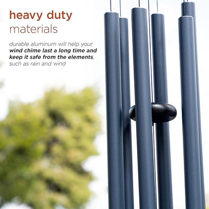 Alpine Corporation 39" Aluminum Tuned Wind Chimes with Blue Gemstone Windcatcher, Blue