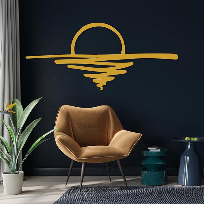 Sunrise Metal Wall Art, Sunset Metal Wall Decor for Living Room, Sunshine Line Art Home Decor Outdoor Indoor, Sun Design Modern Artwork for Walls, Abstract Sunset Wall Decor, Housewarming Gifts