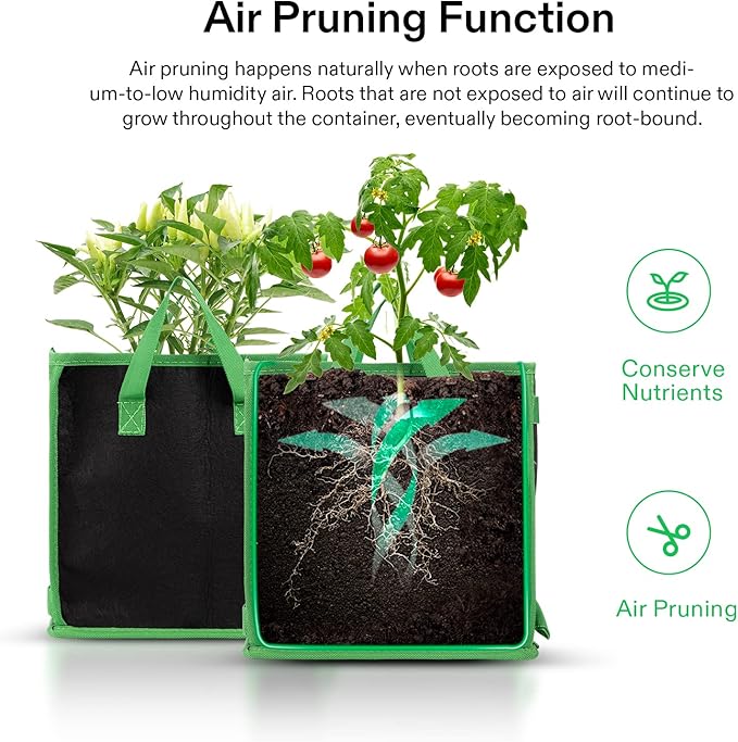 VIVOSUN 5 Pack 10 Gallon Square Grow Bags, Thick Nonwoven Cubic Fabric Pots with Handles for Indoor and Outdoor Gardening