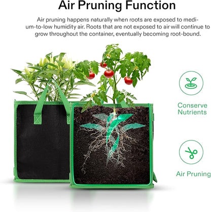 VIVOSUN 5 Pack 5 Gallon Square Grow Bags, Thick Nonwoven Cubic Fabric Pots with Handles for Indoor and Outdoor Gardening
