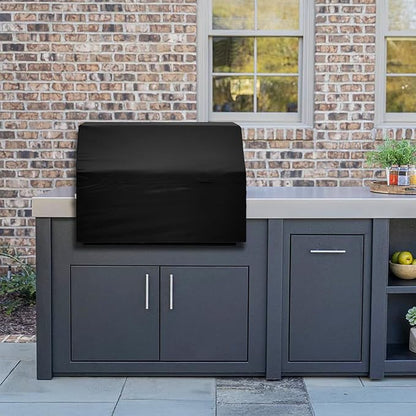 Covers & All Built-in Grill Cover for Outdoor Grill – Heavy Duty 12 oz Waterproof Built-in BBQ Grill Cover, PVC-Coated Polyester with Elastic Hem for Snug Fit (32.7 x 26 x 11.8 inches, Black)