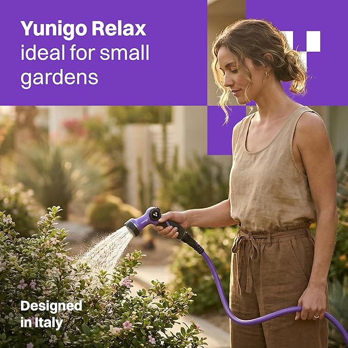RELAX 50ft Expandable Purple Garden Hose – Lightweight No-Kink Design with Durable Aluminum Couplings, Spray Nozzle & Hose Mender for Home & Garden Watering