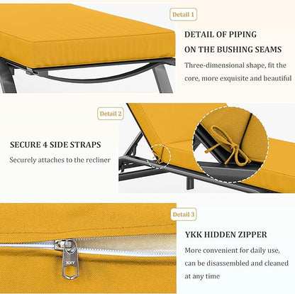 2 Pcs Chaise Lounge Cushions Outdoor, 72" L X 21" W X 4" D Lounge Chair Cushions for Outdoor Furniture, High-Density Foam Patio Chaise Cushion-Waterproof Fade-Resistant ThickPatio lounge chair cushion