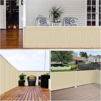 3' x 50' Balcony Privacy Screen Apartment Deck Railing Fence Lattice Panels for Outside, UV Block Shade Cloth with Grommets, Mesh Fencing Cover for Patio Backyard Porch, Yellowish Beige