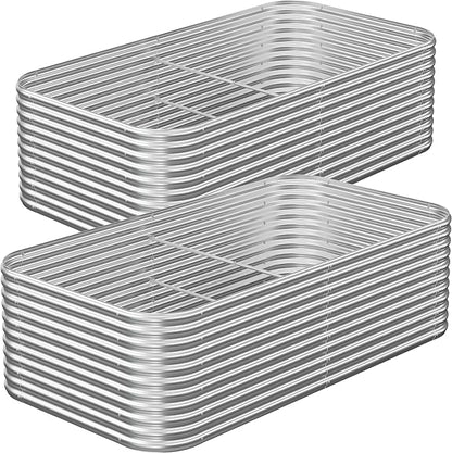 2 Pack Tall 8FT Raised Beds for Gardening, Corrugated Galvanized Steel Raised Garden Bed, Outdoor Metal Above Ground Garden Bed for Vegetables and Flowers-8x3FT
