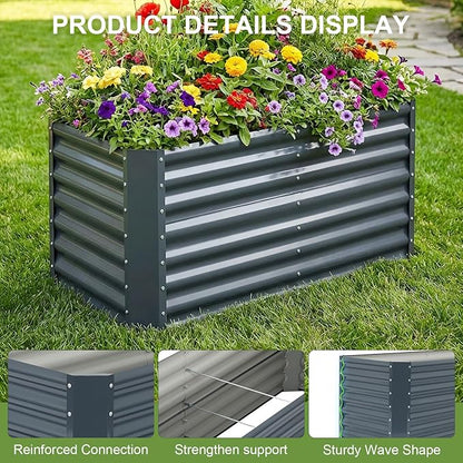 4x2x1.86ft (2 Pack) Raised Garden Bed - Galvanized Deep Root Planter Boxes Outdoor with Wing Nuts and Safety Edges for Gardening Vegetables, Flowers, Herbs, Succulents - Gray