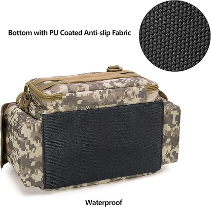 Rexmica Small Tool Bag with Anti-friction and Thick Padded Bottom, Tool Storage Organizer for Men, Tactical Range Bag, Multi-functional Work Bag for Repairman, Electrician, Carpenters (Camo)