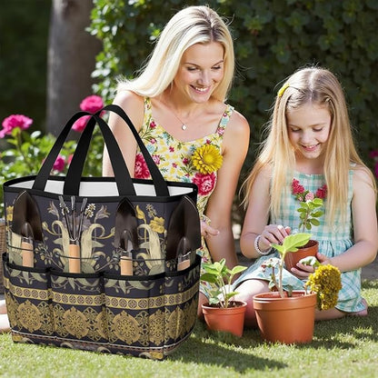 Paisley Garden Tool Bag - Waterproof Garden Tote with 8 Pockets, Large Storage Home Organizer Gardening Tool Oxford Bag for Garden Tools Kits Holder, Ideal Outdoor Gardening Gift for Women & Men