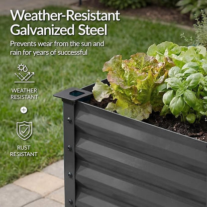Best Choice Products 72x24x30in Non Toxic Galvanized Raised Garden Bed, Metal Elevated Planter Box, Vegetable Garden, 100% Non Toxic Materials - Charcoal
