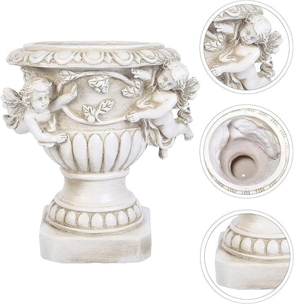 Hemoton 1PC Outdoor Flowerpot European Style Resin Crafts Flowerpot (Beige)
