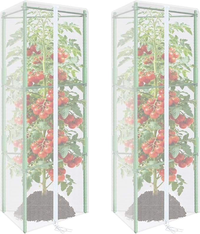 ZeeDix 45" x 16.1" Garden Bird Netting for Triangle Tomato Cage, 2 Pack Garden Mesh Barrier, Plant Covers Protect Tomatoes, Vegetables, Blueberry Bush from Birds & Pests
