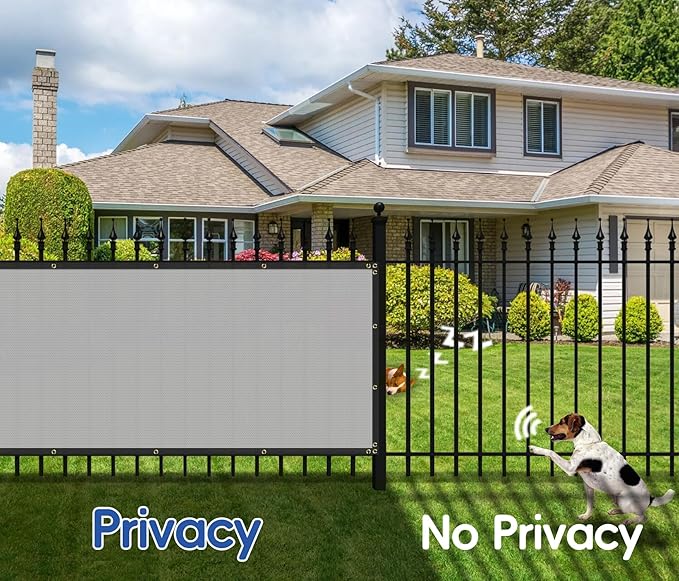 4'x232' Privacy Fence Screen Net Fencing 90% Privacy Blockage Windscreen Fence Cover with Copper Grommet for Patio Backyard Garden Swimming Pool, Zip Ties Included, Light Gray