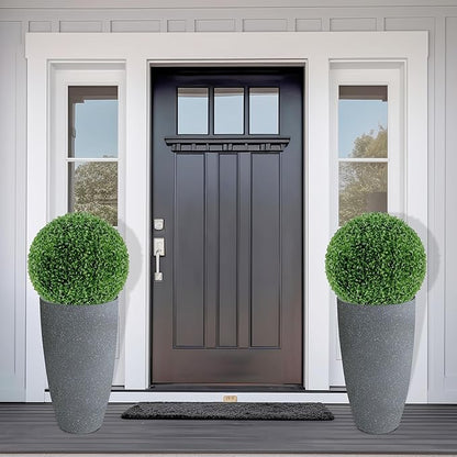 2 Packs 21 inch Tall Planter, Indoor Outdoor Round Planter for Porch, Large Plant Pot with Drainage Hole for Home Garden Front Door, Modern Decorative Pots for Plants (Dark Gray)