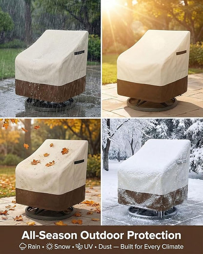 Outdoor Waterproof Patio Chair Covers, 30W x 34D x 36H inches Weather Resistant Furniture Cover Heavy Duty 600D Oxford 2-Pack, Beige and Brown