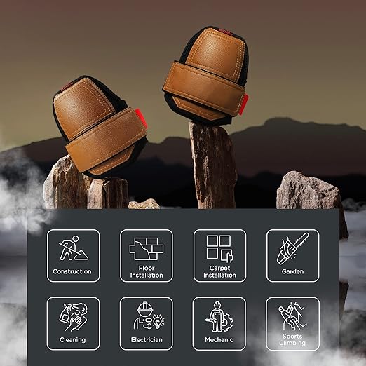 Leather Knee Pads, One Strap Non-slip Knee Pads, Machine Washable, Durable,Large Size