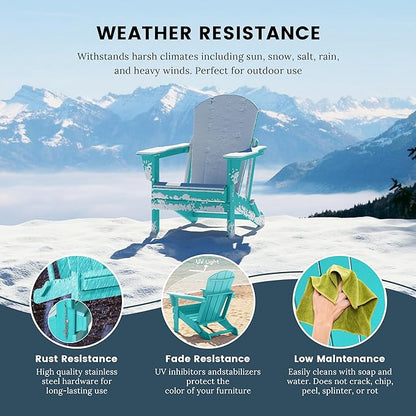 Westin Outdoors Laguna WO Home Furniture Adirondack Chair 2 PCS Set Outdoor Folding Patio Chair for Bon Fire Pit Garden Lawn Backyard Lounging Relaxing (Turquoise)