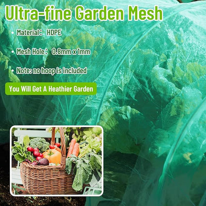 2 Pack Garden Netting 8 x 10 ft Ultra Fine Mesh Garden Netting Green Mesh Plant Cover Raised Beds Barrier Screen Protection for Vegetable Fruits Flowers Crops Greenhouse Rows from Birds Squirrels