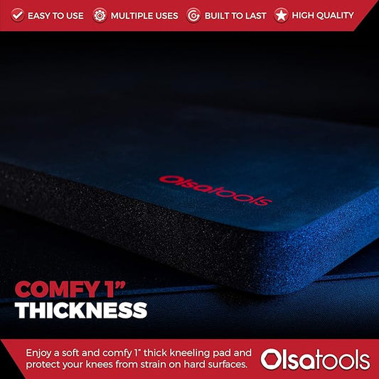 Olsa Tools Mechanics Kneeling Pad - Protection Knee Pads - Kneeling Work Mat - Under Car Mat - Creeper Pad - Work Pad - Foam Pad - 18" x 11" x 1" - Part 1182