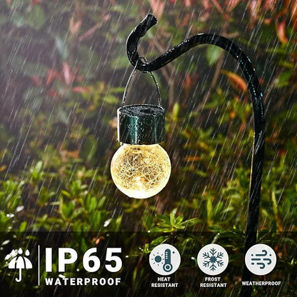 SOLPEX Hanging Solar Lights Outdoor, 8 Pack Decorative Cracked Glass Ball Light, Solar Powered Waterproof Globe Lighting, Hanging Globe Solar Lights for Garden, Yard, Patio, Lawn, Flower Bed