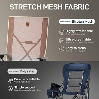 EVER ADVANCED Reclining Camping Chairs for Adult Lightweight, 4-Level Recliner Chairs, Lawn Chair for Patio Balcony, Supports 350lbs, Stretch Mesh Orange & Blue