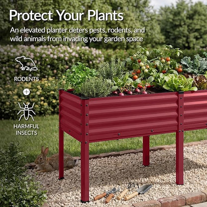 Best Choice Products 72x24x30in Non Toxic Galvanized Raised Garden Bed, Metal Elevated Planter Box, Vegetable Garden, 100% Non Toxic Materials - Royal Red