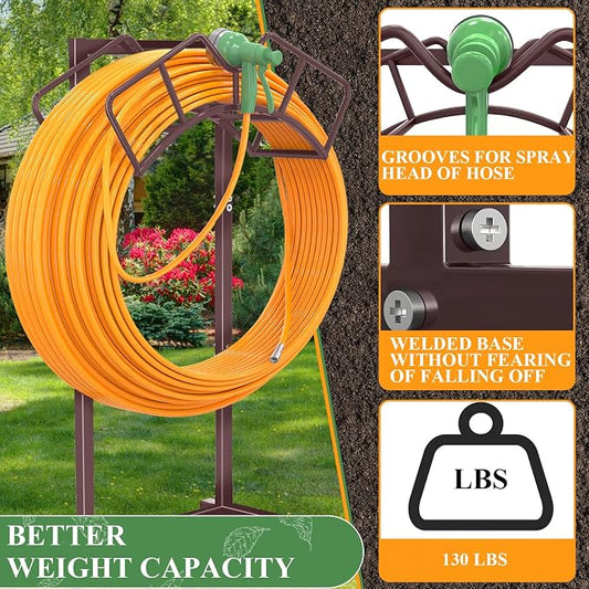 Qatsrin Super Stable Garden Hose Holder, Detachable Water Hose Holders Hose Storage Hold 160-Feet Hose, Water Hose Holder for Outside, Yard, Lawn, Farm (Bronze)