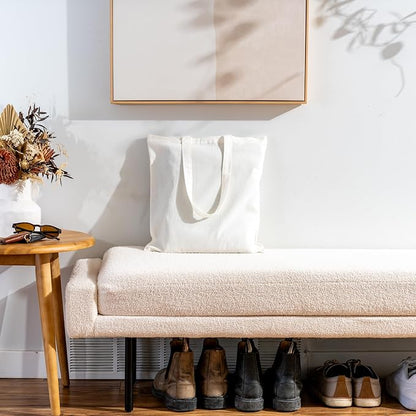 Carrywell (Not Made In China) Canvas Tote Bags 6-Pack, 15"x16", Bulk Organic Cotton Reusable Shopping Bag, Blank Cloth Totes With Handles