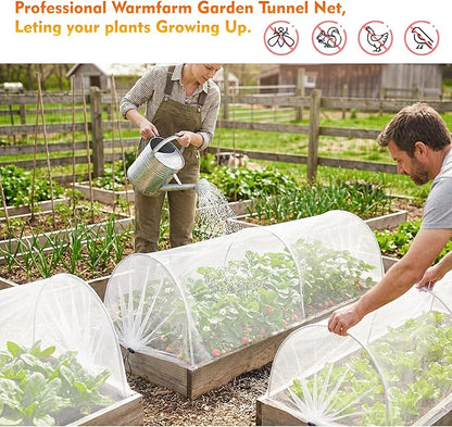 2PCS warmfarm 4ft Garden Row Accelerator Plants Cover, Pop Up Garden Bed Tunnel Net with 6 Stakes, Ready-to-Use Design Garden Beds Vegetable Rows Plant Protector for Protecting Vegetable Fruit