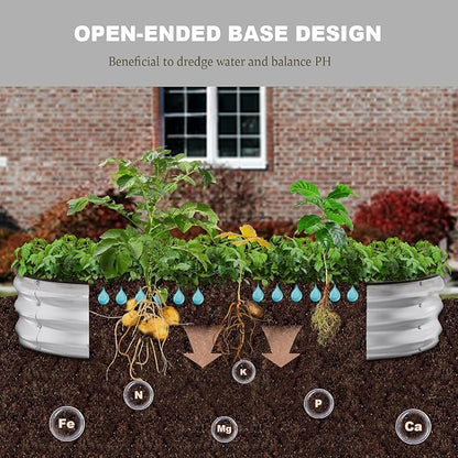 Raised Garden Bed, 6x3x1ft Galvanized Outdoor Planter Beds with Safety Edging and Gloves, Oval Metal Planter Box for Gardening Vegetables Flowers Herb-Silver