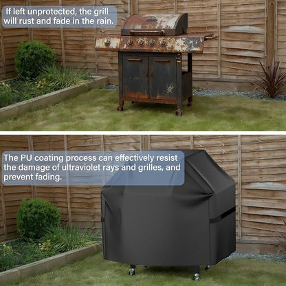 BBQ Grill Cover 52 Inch 600D BBQ Cover for Outdoor Barbecue Covers, Compatible with Genesis, Weber Models UV & Fade Resistant, All-Weather