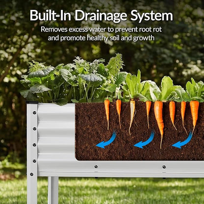 Best Choice Products 72x24x30in Non Toxic Galvanized Raised Garden Bed, Metal Elevated Planter Box, Vegetable Garden, 100% Non Toxic Materials - Moonlight Gray