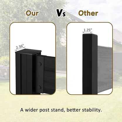 MUPATER 60” H×78” W Outdoor Privacy Screen, Wood Privacy Fence Panel for Hard Ground and Soil, 2 Way to Use, Air Conditioner Fence Kit, Trash Can Enclosure with Aluminum Stakes, Black (2 Panels)