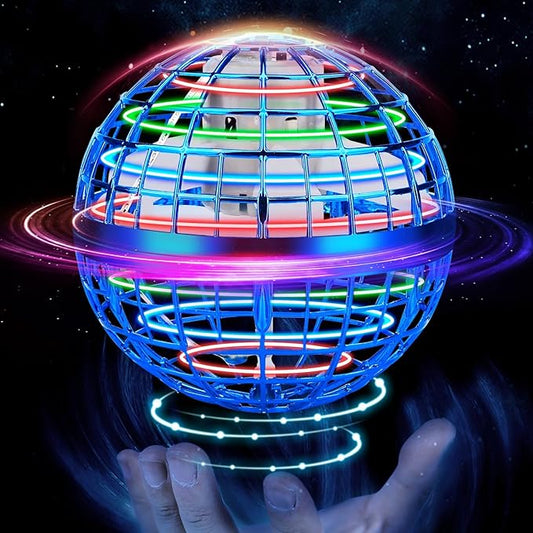 Flying Orb Ball Toy, Hover Hand Mini Drone Cosmic Globe, Fly Spinners for Kids Adults Indoor Outdoor Toys, Cool LED Lights Toys for 6 7 8 9 10+ Years Old Boys Girls Gift Blue