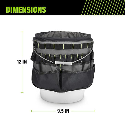 AWP Bucket Tool Organizer 51-Pocket for 5-Gallon Buckets, Water-Resistant Heavy-Duty Utility Tool Bag with Pockets for Tools, Screwdrivers, and Electrical Accessories, 1L-22051-1