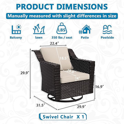 Vista Vibe Outdoor Patio Deep Seat Luxurious Chair - 360 Degree Swivel Glider Rocker Chair with Washable Cushions, Hand-Woven & All-Weather PE Rattan, Balcony, Yard (Brown/Beige)