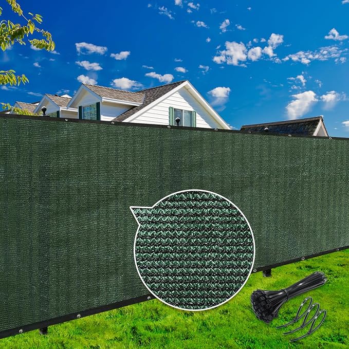 KANAGAWA 4ft x 50ft Privacy Screen Fence, 90% Blockage Heavy Duty 175 GSM Fencing Mesh Net Cover for Outdoor Wall Garden Yard Backyard 80 Cable Zip Ties Included Dark Green