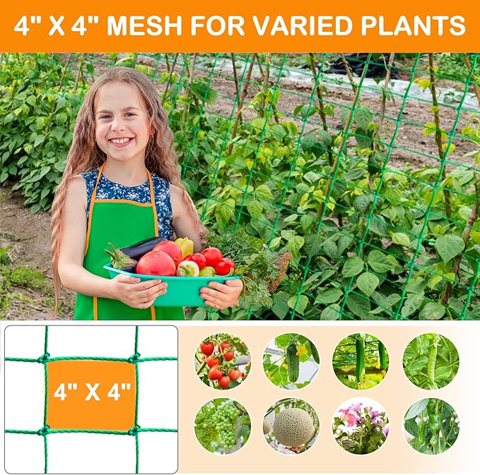 Trellis Netting - Garden Netting for Plants, 6.6x32.8 FT Garden Trellis Netting for Climbing Plants with 27 Strands Nylon Outdoor Indoor, Vegetable Grow Trellis Net for Tomato, Cucumber, Grape, Bean