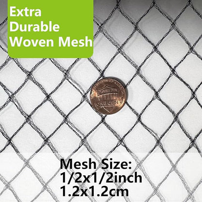 30x30ft Bird Netting, 1/2 inch Mesh, Heavy Duty Garden Netting for Fruit Trees, Blueberry Bushes, Vegetables, Extra Strong Woven Mesh Against Birds, Deer, Squirrels, Poultry and Other Animals