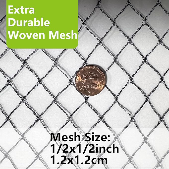 20x30ft Bird Netting, 1/2 inch Mesh, Heavy Duty Garden Netting for Fruit Trees, Blueberry Bushes, Vegetables, Extra Strong Woven Mesh Against Birds, Deer, Squirrels, Poultry and Other Animals