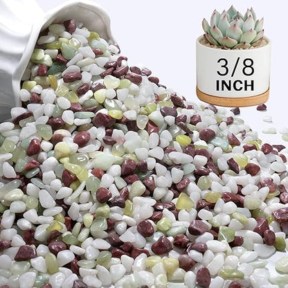 NUPICK 6 lbs Pebbles for Indoor Plants, 3/8 Inch Pea Gravel for Fish Tank, Polished Decorative Rocks for Succulent, Natural River Stones for Vases, Cactus, Landscaping, Bird Bath, Colorful Mixed